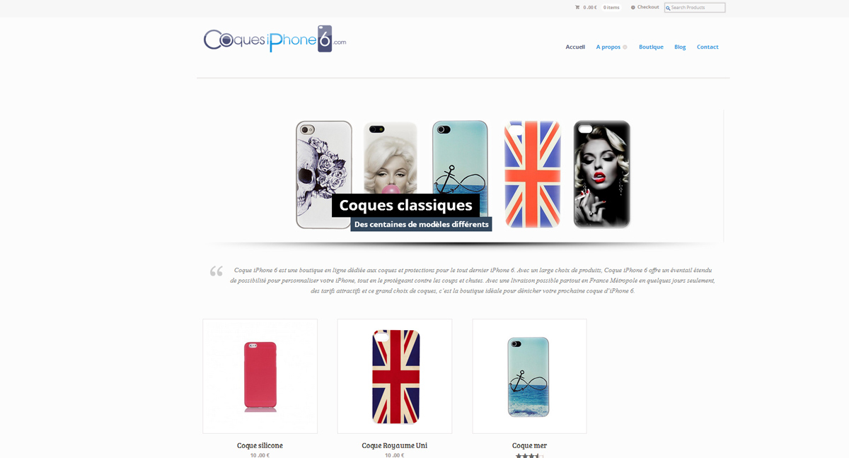 Home page du site Coque iPohne 6